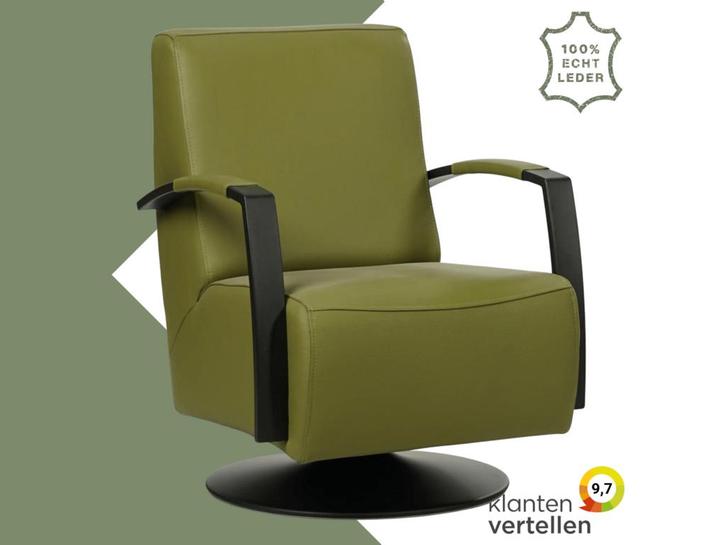 Leren draaifauteuil Mood - Toledo Apple Green (groen) -, Huis en Inrichting, Fauteuils, 50 tot 75 cm, 75 tot 100 cm, Nieuw, Leer