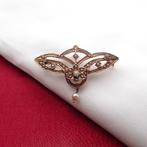 Antiek gouden broche met parels | Victoriaans (vintage), Gebruikt, Overige kleuren, Ophalen of Verzenden, Met edelsteen