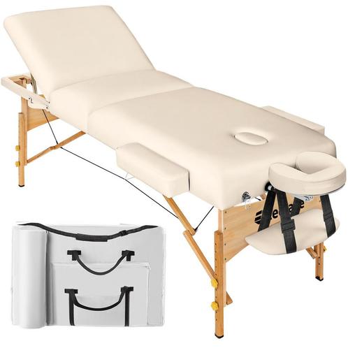 3-zones massagetafel 10 cm matras + tas - beige, Sport en Fitness, Massageproducten, Verzenden
