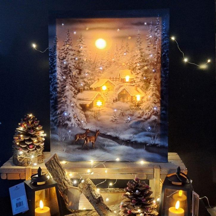 Kerst LED Canvas Prints - Schilderij met verlichting, Huis en Inrichting, Woonaccessoires | Wanddecoraties, Nieuw, Verzenden