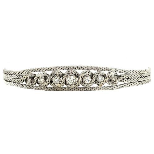 Vintage witgouden armband met diamant 14 krt, Sieraden, Tassen en Uiterlijk, Armbanden, Nieuw, Ophalen of Verzenden