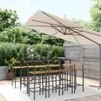 vidaXL 9-delige Tuinbarset poly rattan en massief acaciahout, Verzenden, Nieuw, Rotan, 8 zitplaatsen