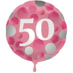 Folieballon 50 Jaar Glossy Pink - 45cm, Ophalen of Verzenden, Nieuw