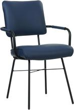 Blauwe leren industriële design eetkamerstoel - Hermes Leer, Huis en Inrichting, Stoelen, Overige kleuren, Nieuw, Ophalen of Verzenden