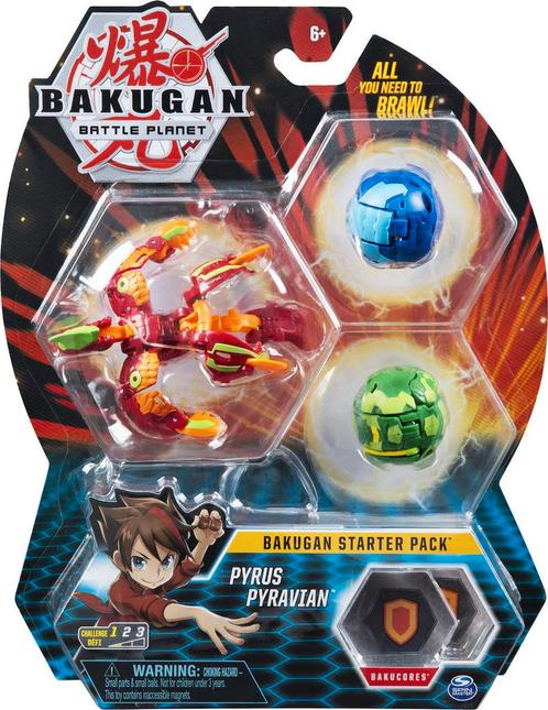 Bakugan - Starter Pack met 3 Bakugan - Pyrus  Pyravian, Kinderen en Baby's, Speelgoed | Actiefiguren, Nieuw, Verzenden