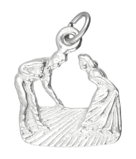 Zilveren Danspaar vragend ketting hanger, Sieraden, Tassen en Uiterlijk, Kettinghangers, Verzenden