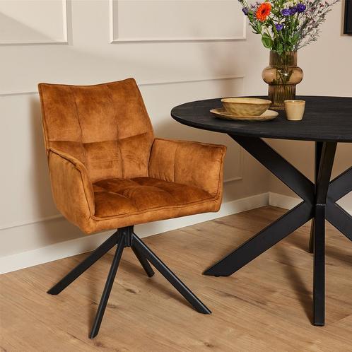 Eetkamerstoel Dani Velvet | Gold | Met armleuning, Huis en Inrichting, Stoelen, Nieuw, Ophalen of Verzenden