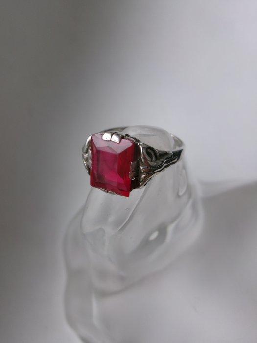 Zilver, Robijn - Ring - Art Deco, Antiek en Kunst, Kunst | Designobjecten