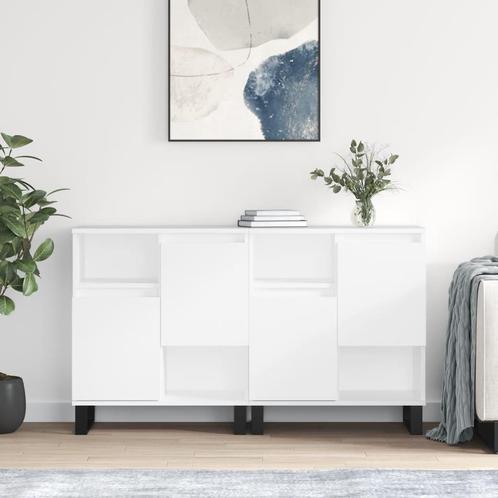 vidaXL Dressoirs 2 st bewerkt hout hoogglans wit, Huis en Inrichting, Kasten | Dressoirs, Nieuw, Overige houtsoorten, Verzenden