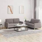 vidaXL 2-delige Loungeset met kussens stof taupe, Huis en Inrichting, Banken | Bankstellen, Verzenden, 150 tot 200 cm, Nieuw, Stof