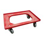Kunststof dolly rood 610x410x170 mm, zwenkwielen, Euronorm, Ophalen of Verzenden