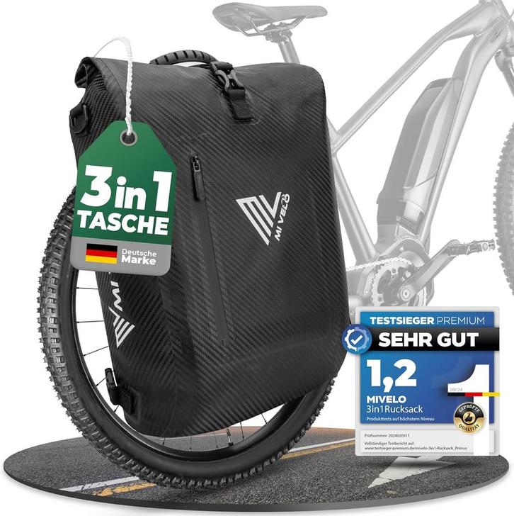 2dekans | MIVELO PRIMUS - 3-in-1 Waterdichte Fietstas met, Sieraden, Tassen en Uiterlijk, Tassen | Schoudertassen, Zo goed als nieuw
