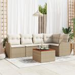 vidaXL Tuin Sofa Set 6 pcs Beige, wit Groot Rattan & Hout, Verzenden, Nieuw, Rotan