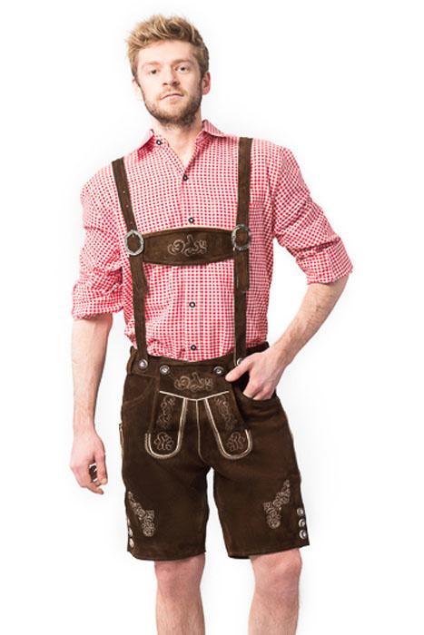 Lederhose Leer Kort Donkerbruin en Bretels, Kinderen en Baby's, Carnavalskleding en Verkleedspullen, Nieuw, Verzenden