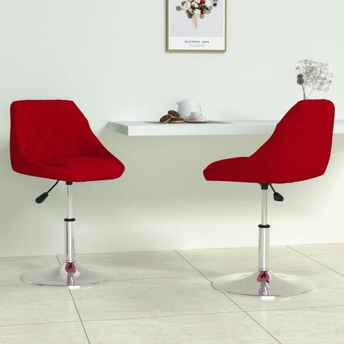vidaXL Eetkamerstoelen draaibaar 2 st fluweel wijnrood, Huis en Inrichting, Stoelen, Rood, Nieuw, Verzenden