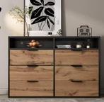 Modern glazen dressoir met 6 lades en open vakken, Huis en Inrichting, Keuken | Keukenelementen, Verzenden, Nieuw