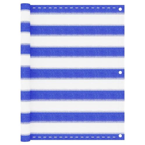 vidaXL Balkonscherm 75x400 cm HDPE blauw en wit, Tuin en Terras, Zonneschermen, Nieuw, Verzenden