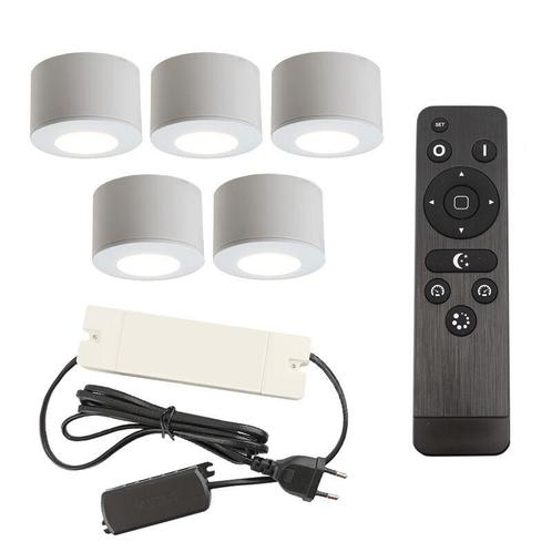5 ronde witte veranda opbouwspots Vasso, IP44, incl., Tuin en Terras, Buitenverlichting, Nieuw, Ophalen of Verzenden