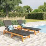 vidaXL Ligbedden 2 st poly rattan en massief acaciahout, Verzenden, Nieuw