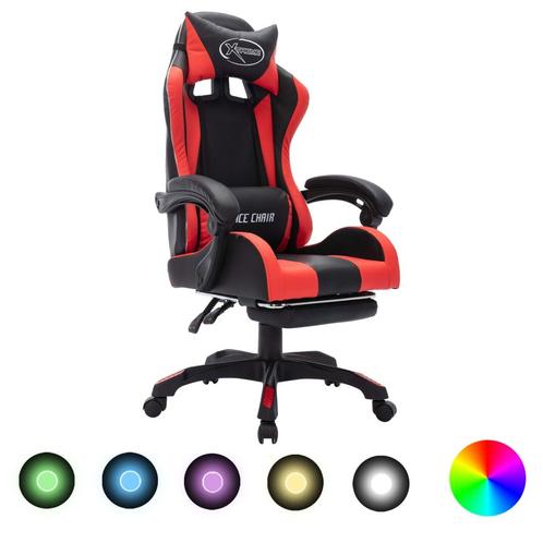 vidaXL Racestoel met RGB LED-verlichting kunstleer rood en, Huis en Inrichting, Bureaus, Nieuw, Verzenden