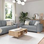 vidaXL Bankstel met kussen 3 pcs Grijs 220 x 78 x 84 cm Stof, Verzenden, Nieuw, Stof, Minder dan 150 cm