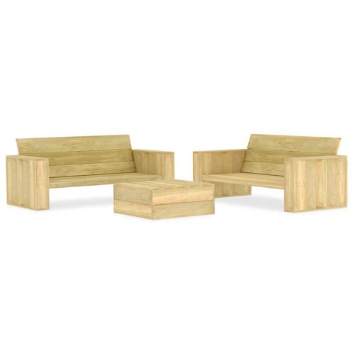 vidaXL 3-delige Loungeset geïmpregneerd grenenhout, Tuin en Terras, Tuinsets en Loungesets, Loungeset, Nieuw, Verzenden