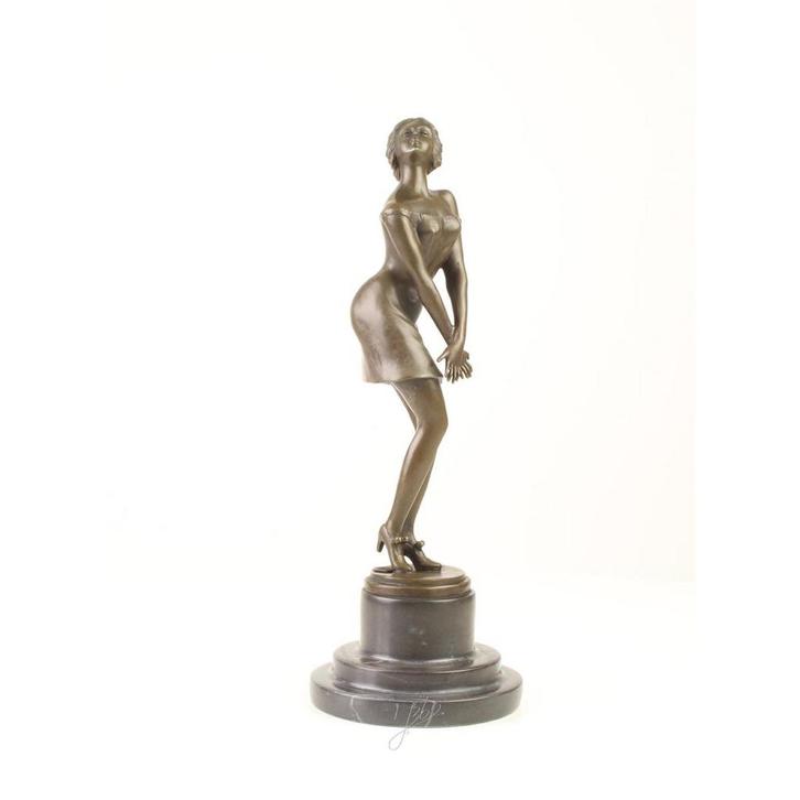 Bronzen beeld genaamd pensive (Beeldjes - Decoratie), Antiek en Kunst, Kunst | Beelden en Houtsnijwerken, Verzenden