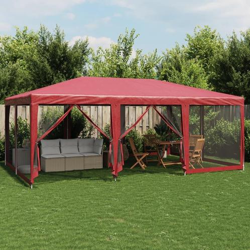 Partytent met 10 mesh zijwanden 6x4 m HDPE rood (Overige), Huis en Inrichting, Overige Huis en Inrichting, Nieuw, Verzenden