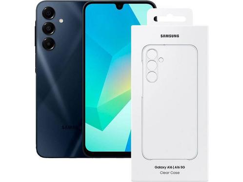 Samsung Galaxy A16 5G - 128GB + Clear Case - Blauw Zwart, Telecommunicatie, Mobiele telefoons | Samsung, Zo goed als nieuw, Verzenden