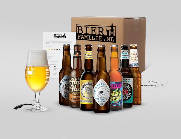 Bierpakket Alcoholvrij 8 bieren + glas, Diversen, Levensmiddelen