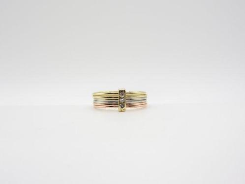 Ring - 14 karaat Geel goud, Roségoud, Witgoud - 0.03ct. tw., Sieraden, Tassen en Uiterlijk, Ringen