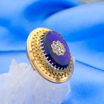Gouden broche met amethist en zirconia (vintage accesoire), Sieraden, Tassen en Uiterlijk, Broches, Gebruikt, Overige kleuren