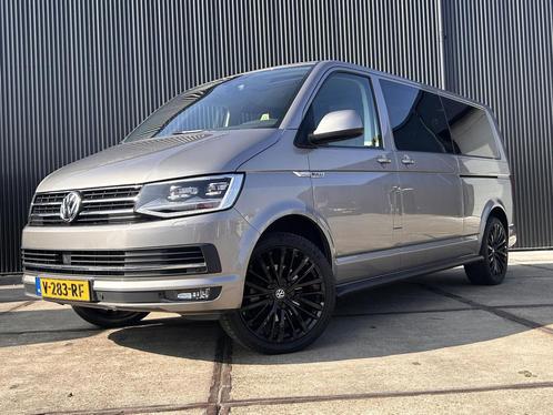 Volkswagen Transporter 199PK 2.0 TDI L2H1 DC Highline, Auto's, Bestelauto's, Lease, Zwart, Automaat, Beige, Financial lease, Stof