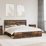 vidaXL Bedframe Gerookt eiken 180 x 200 cm Massief, Verzenden, Nieuw, Bruin, Hout
