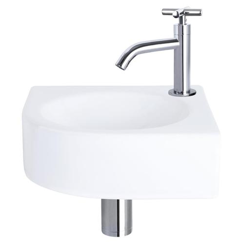 Fonteinset Differnz Cleo 30x30x10 cm Keramiek Wit Met Kruis, Doe-het-zelf en Verbouw, Sanitair, Overige typen, Nieuw, Chroom, Ophalen of Verzenden