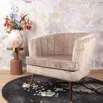 Norah fauteuil velvet champagne/taupe, Huis en Inrichting, Ophalen of Verzenden, Nieuw