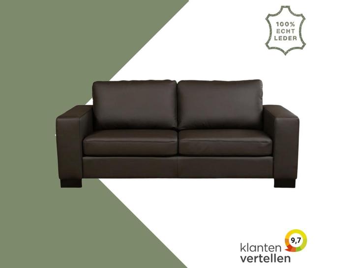 Leren bank Enjoy - 2,5 zits - Toledo Caffe (donkerbruin) -, Huis en Inrichting, Banken | Bankstellen, 200 tot 250 cm, 75 tot 100 cm