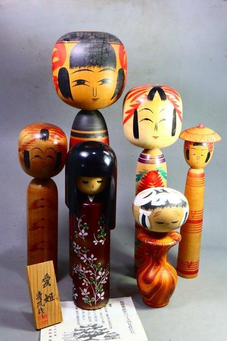 Hout - (6) LargeSosaku Kokeshi Doll Kiyofu Gono -, Antiek en Kunst, Antiek | Overige Antiek