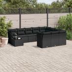 vidaXL 11-delige Loungeset met kussens poly rattan zwart, Meer dan 8 zitplaatsen, Nieuw, Loungeset, Verzenden