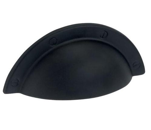 Komgreep Schelp Mat Zwart 64 mm, Doe-het-zelf en Verbouw, Hang- en Sluitwerk, Nieuw, Ophalen of Verzenden