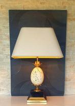 Lamp - Messing, Travertijn - Luxe struisvogelei-lamp van