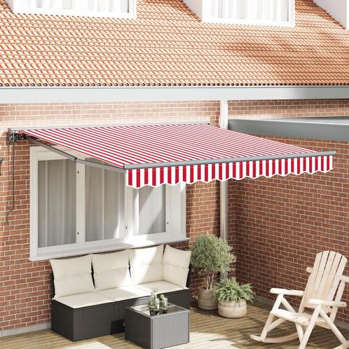 vidaXL Inklapbaar Zonnescherm Rood en Witte Streep 300x250, Tuin en Terras, Zonneschermen, Nieuw, Verzenden