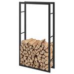 Stalen brandhoutrek houtopslag zwart 80x150x25 cm, Tuin en Terras, Haardhout, Verzenden