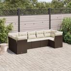 vidaXL 7-delige Loungeset met kussens poly rattan bruin, Nieuw, Loungeset, 7 zitplaatsen, Verzenden