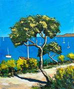 Jiel - Petit sentier paisible aux barques, en bord de, Antiek en Kunst, Kunst | Schilderijen | Modern