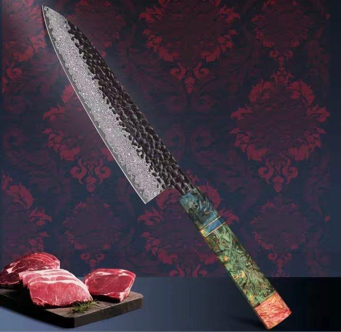 Keukenmes - Acier de Damas, Staal, Carbon, Hout, Hars -, Antiek en Kunst, Antiek | Keukenbenodigdheden