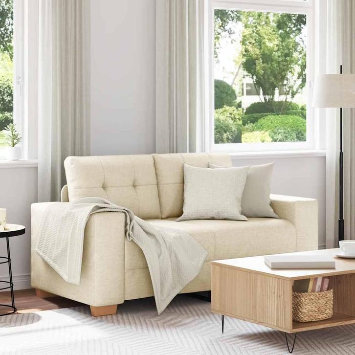 vidaXL Loveseat Bank Linnen 120 cm, Huis en Inrichting, Banken | Bankstellen, Nieuw, Stof, Verzenden