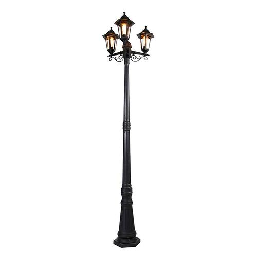 Klassieke buiten lantaarn zwart 3-lichts IP44 - New Haven, Tuin en Terras, Buitenverlichting, Nieuw, Minder dan 50 watt, Kunststof