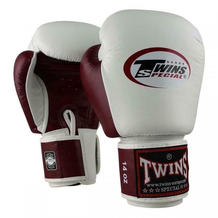 Twins Boxing Gloves - White/Wine Red, Sport en Fitness, Vechtsporten en Zelfverdediging, Nieuw, Ophalen of Verzenden
