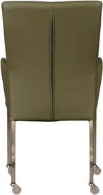 Set van 6 Olijfgroene leren moderne eetkamerstoelen - met ar, Overige kleuren, Nieuw, Leer, Ophalen of Verzenden